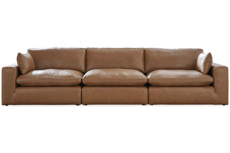 Emilia Caramel Leather 3-Piece Modular Sofa by Ashley at Eve Furniture