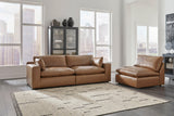 Emilia Caramel Leather 3-Piece Modular Sofa by Ashley at Eve Furniture