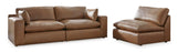 Emilia Caramel Leather 3-Piece Modular Sofa by Ashley at Eve Furniture