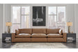 Emilia Caramel Leather 3-Piece Modular Sofa by Ashley at Eve Furniture