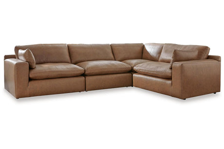 Emilia Caramel Leather 4-Piece Modular Sectional by Ashley at Eve Furniture
