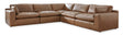 Emilia Caramel Leather 5-Piece Modular Sectional by Ashley at Eve Furniture