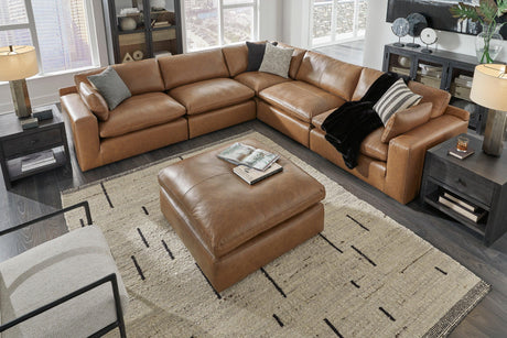 Emilia Caramel Leather 5-Piece Modular Sectional by Ashley at Eve Furniture