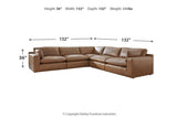 Emilia Caramel Leather 5-Piece Modular Sectional by Ashley at Eve Furniture