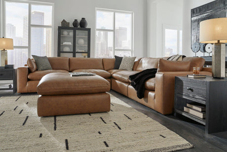 Emilia Caramel Leather 5-Piece Modular Sectional by Ashley at Eve Furniture