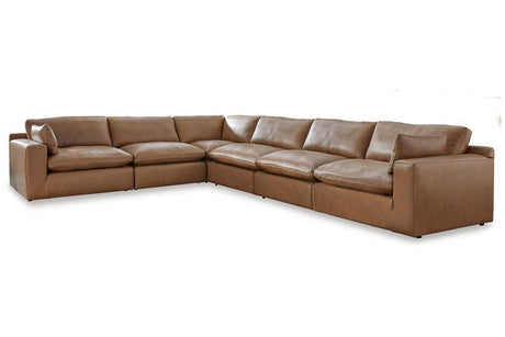 Emilia Caramel Leather 6-Piece Modular Sectional by Ashley at Eve Furniture