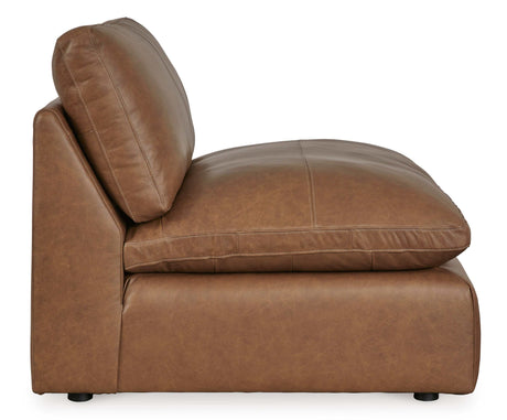 Emilia Caramel Leather Modular Sofa and Loveseat by Ashley at Eve Furniture