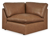 Emilia Caramel Leather Modular Sofa and Loveseat by Ashley at Eve Furniture