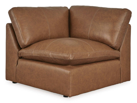 Emilia Caramel Leather Modular Sofa and Loveseat by Ashley at Eve Furniture