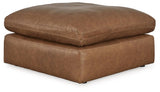 Emilia Caramel Oversized Leather Accent Ottoman by Ashley at Eve Furniture