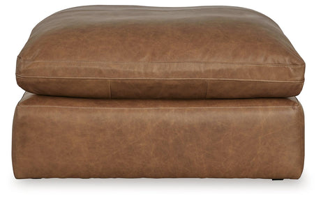 Emilia Caramel Oversized Leather Accent Ottoman by Ashley at Eve Furniture
