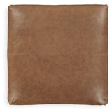 Emilia Caramel Oversized Leather Accent Ottoman by Ashley at Eve Furniture