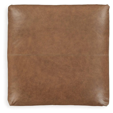 Emilia Caramel Oversized Leather Accent Ottoman by Ashley at Eve Furniture
