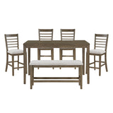 Emilia Light Brown 6-Piece Counter Height Set by Homelegance at Eve Furniture