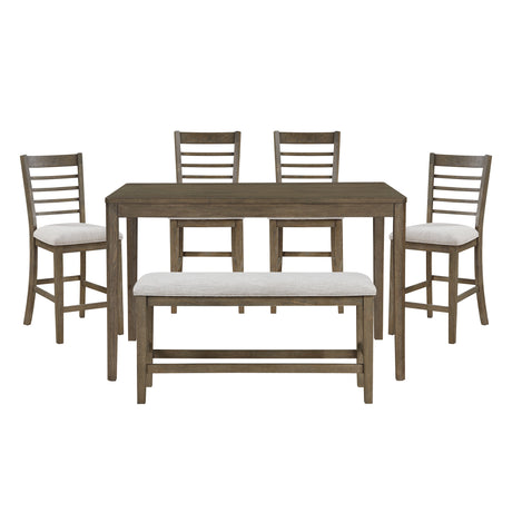 Emilia Light Brown 6-Piece Counter Height Set by Homelegance at Eve Furniture