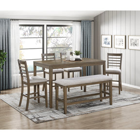 Emilia Light Brown 6-Piece Counter Height Set by Homelegance at Eve Furniture