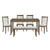 Emilia Light Brown 6-Piece Dining Set by Homelegance at Eve Furniture