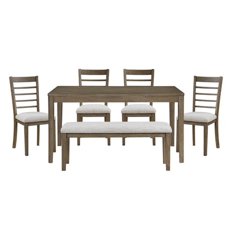 Emilia Light Brown 6-Piece Dining Set by Homelegance at Eve Furniture