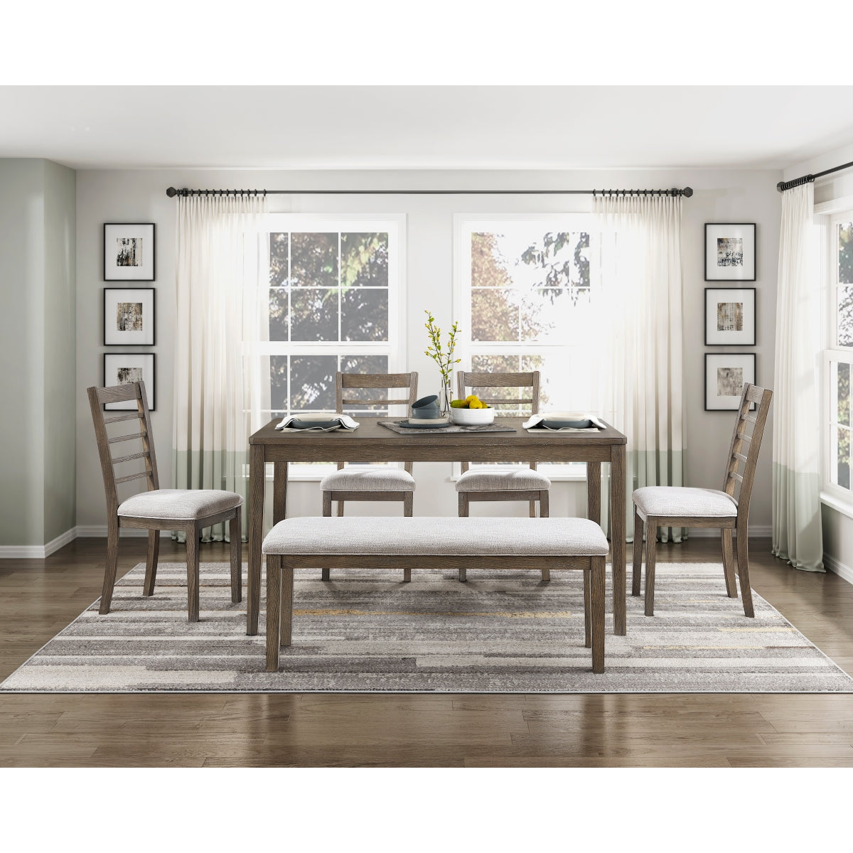 Emilia Light Brown 6-Piece Dining Set by Homelegance at Eve Furniture