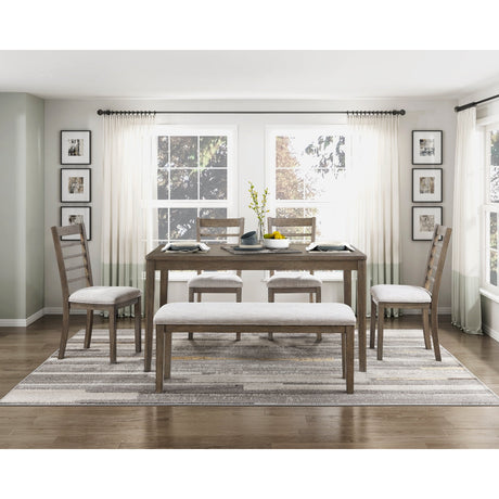 Emilia Light Brown 6-Piece Dining Set by Homelegance at Eve Furniture