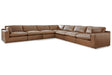 Emilia Caramel Leather 7-Piece Modular Sectional by Ashley at Eve Furniture