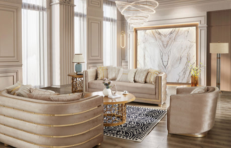 Emilio Beige Fabric 3-Piece Living Room Set by Homey Design at Eve Furniture