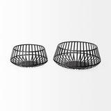 Emilio Set of 2 Black Metal Slated Bowls by Mercana at Eve Furniture