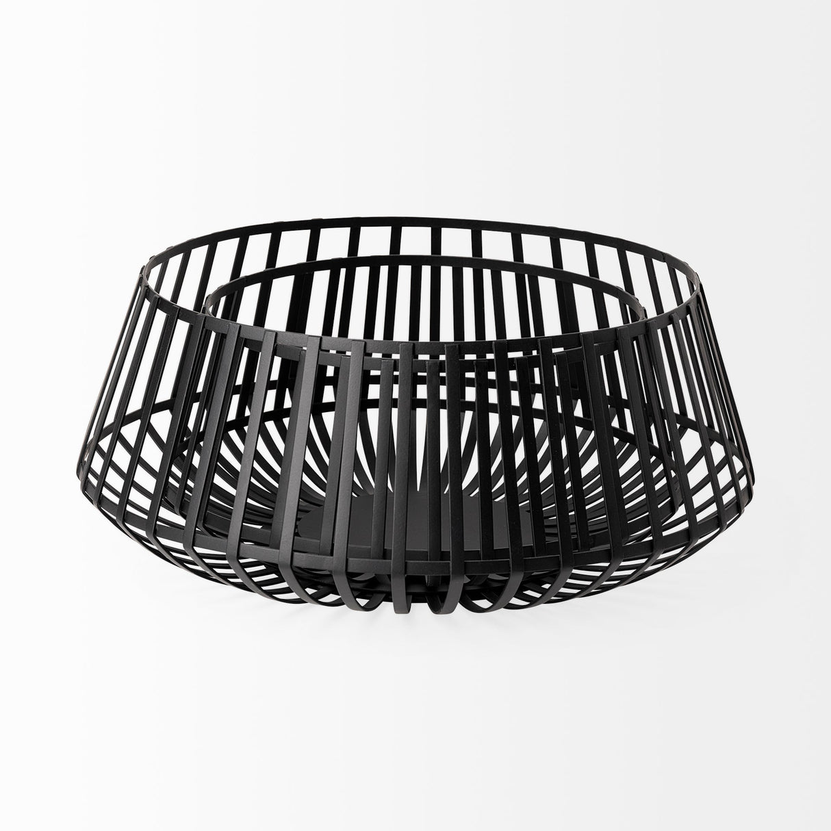 Emilio Set of 2 Black Metal Slated Bowls by Mercana at Eve Furniture