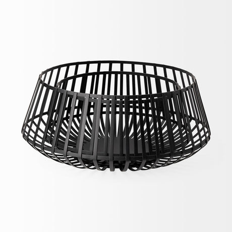 Emilio Set of 2 Black Metal Slated Bowls by Mercana at Eve Furniture