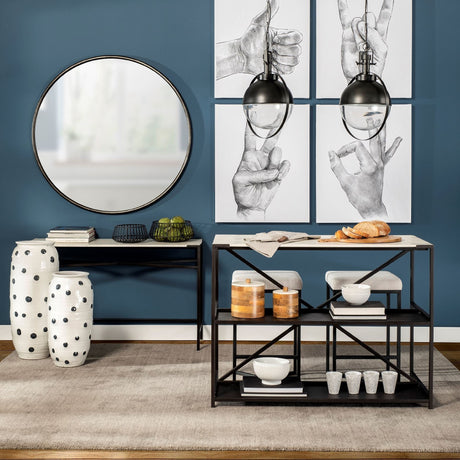 Emilio Set of 2 Black Metal Slated Bowls by Mercana at Eve Furniture