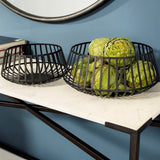 Emilio Set of 2 Black Metal Slated Bowls by Mercana at Eve Furniture