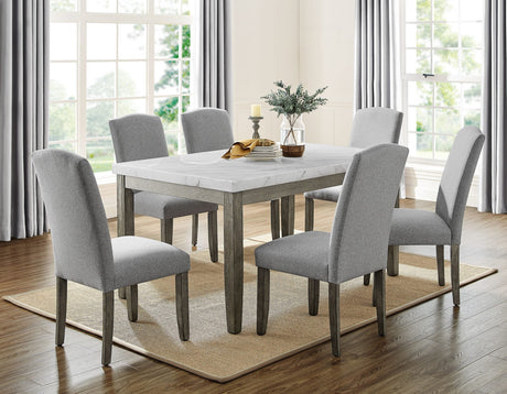 Emily 5-Piece White Marble Dining Set(Table & 4 Side Chairs)