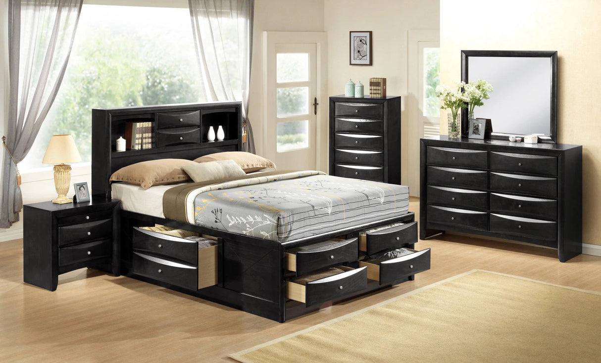 Emily Black Nightstand by Crown Mark at Eve Furniture