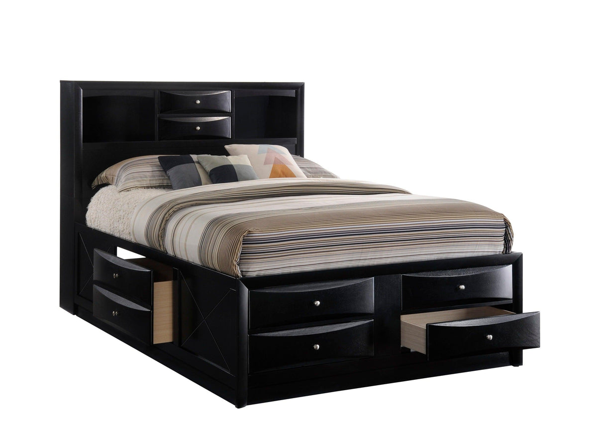 Emily Black Queen Storage Platform Bed by Crown Mark at Eve Furniture