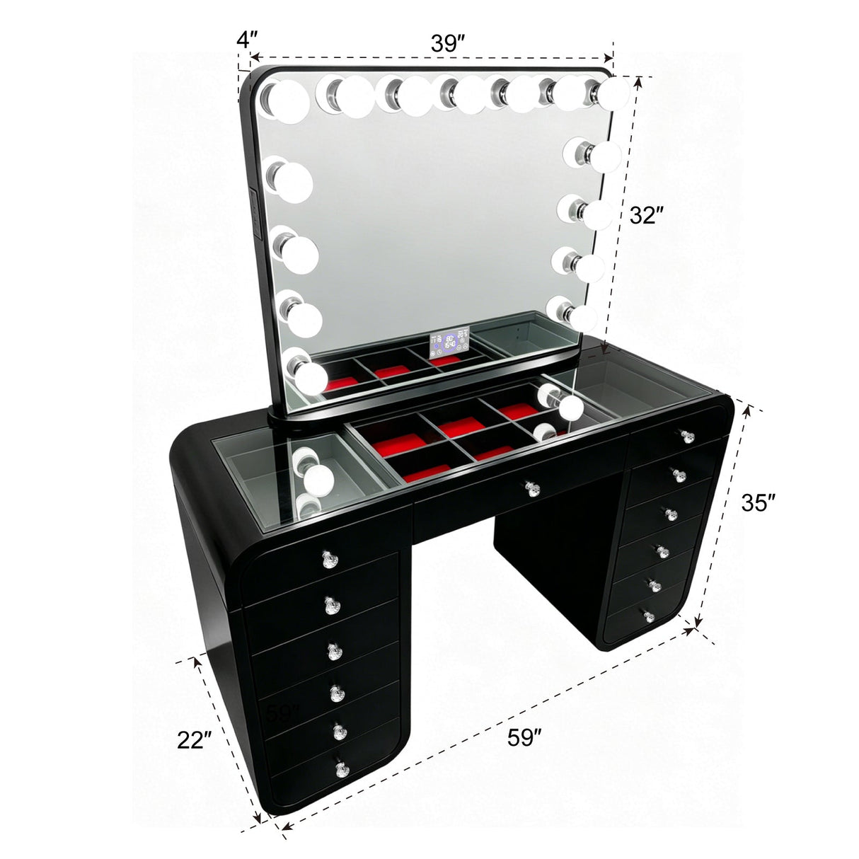 Emily Black Vanity Set by New Era Innovations at Eve Furniture