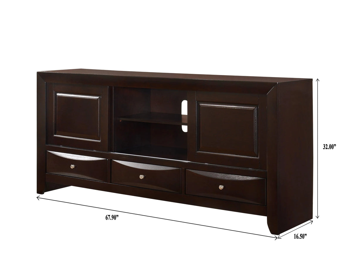 Emily Dark Cherry 68" TV Stand by Crown Mark at Eve Furniture