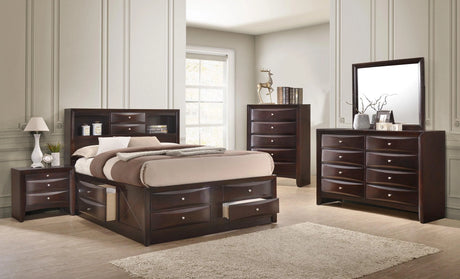 Emily Dark Cherry King Storage Platform Bed by Crown Mark at Eve Furniture