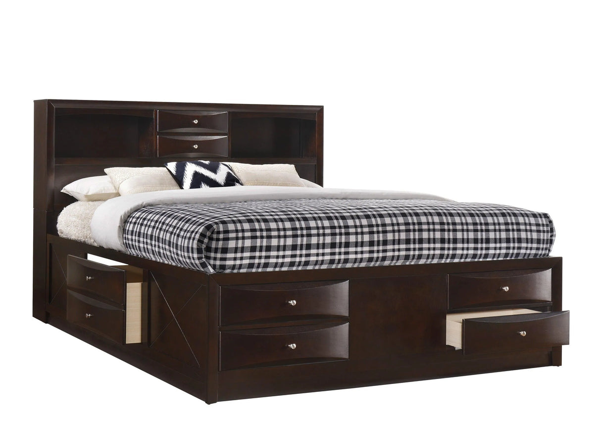 Emily Dark Cherry King Storage Platform Bed by Crown Mark at Eve Furniture