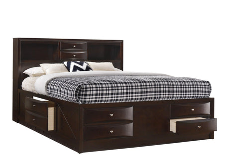 Emily Dark Cherry King Storage Platform Bed by Crown Mark at Eve Furniture