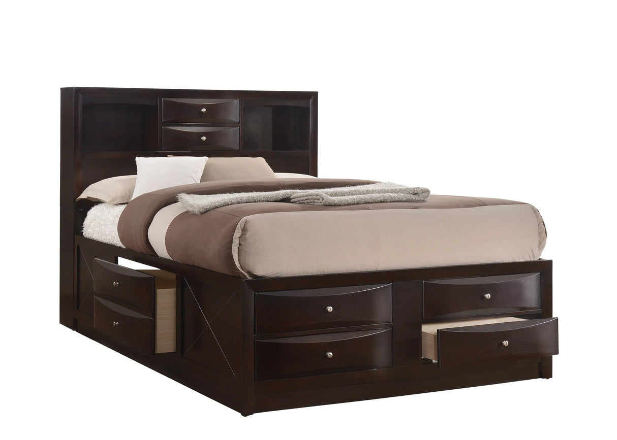 Emily Dark Cherry Queen Storage Platform Bed by Crown Mark at Eve Furniture