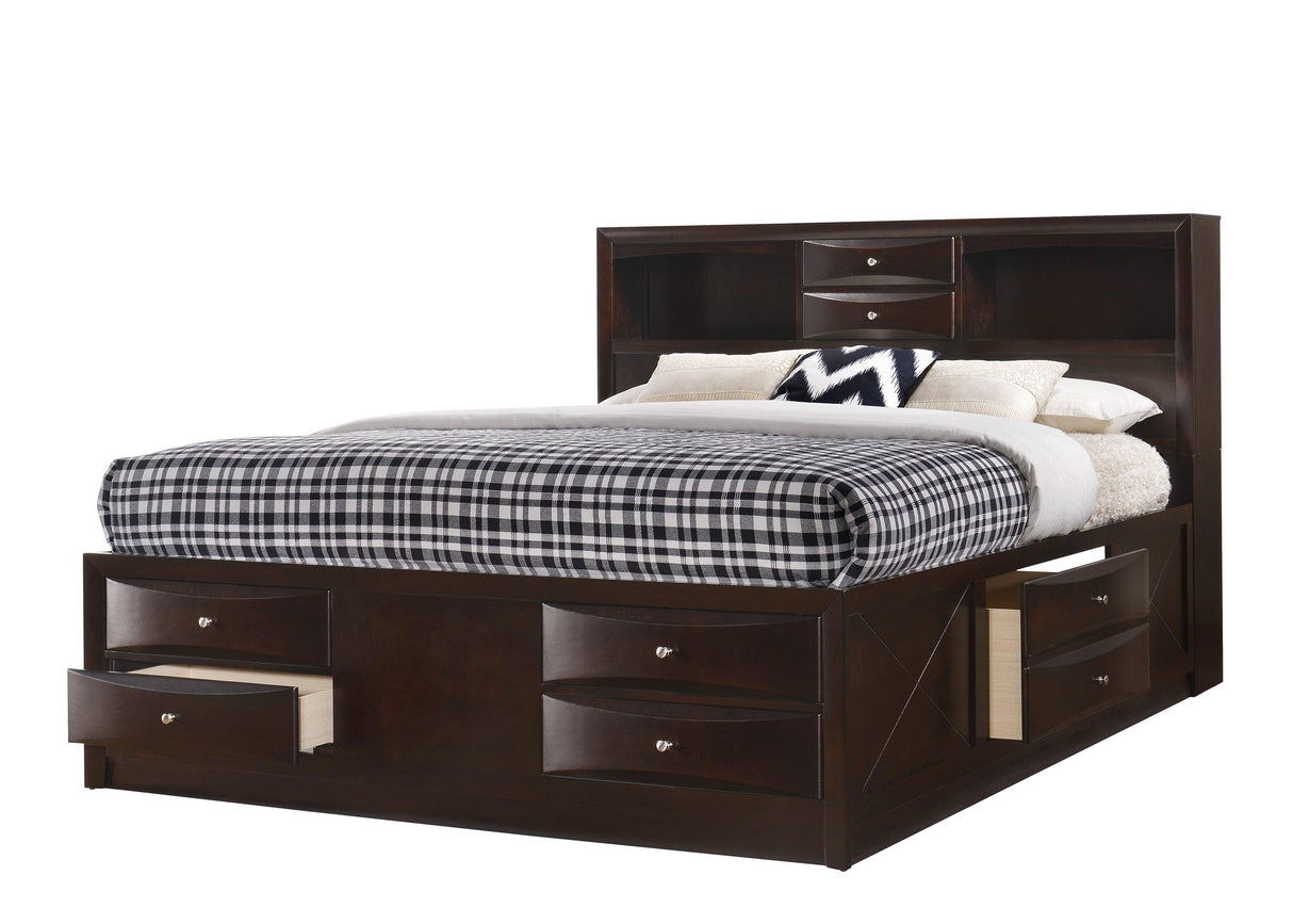 Emily Dark Cherry Storage Platform Bedroom Set by Crown Mark at Eve Furniture