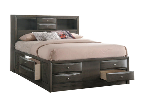 Emily Gray King Storage Platform Bed by Crown Mark at Eve Furniture