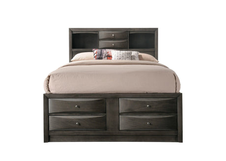 Emily Gray Queen Storage Platform Bed by Crown Mark at Eve Furniture
