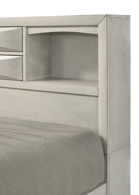 Emily White Queen Storage Platform Bed by Crown Mark at Eve Furniture