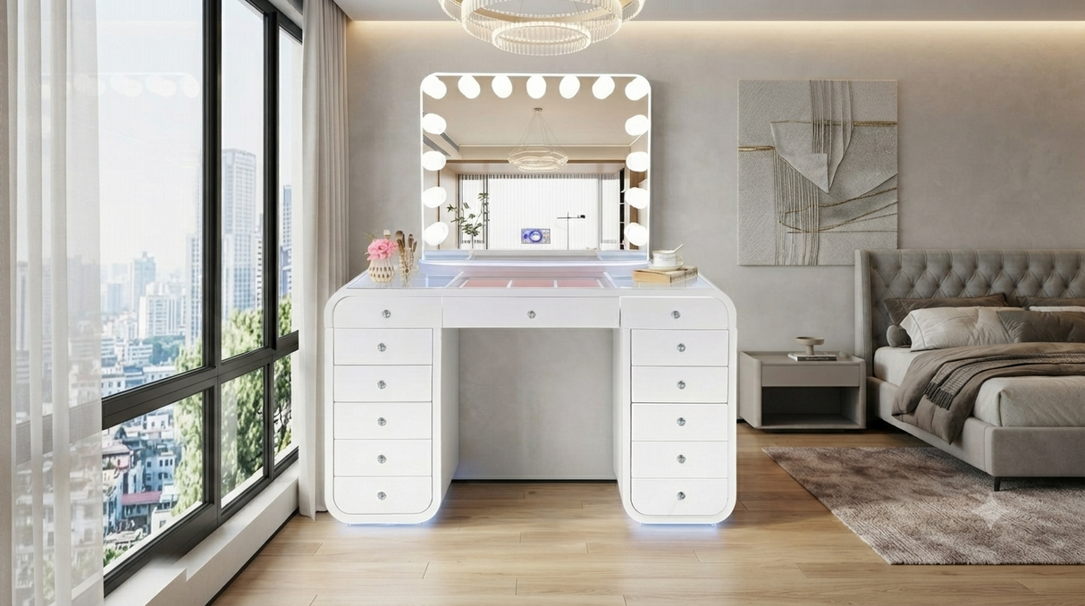 Emily White Vanity Set by New Era Innovations at Eve Furniture