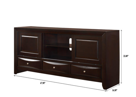 Emily Dark Cherry 68" TV Stand by Crown Mark at Eve Furniture