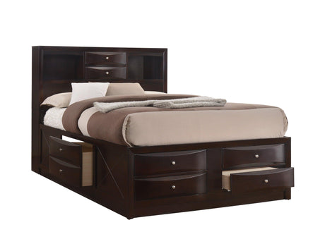 Emily Dark Cherry Queen Storage Platform Bed by Crown Mark at Eve Furniture
