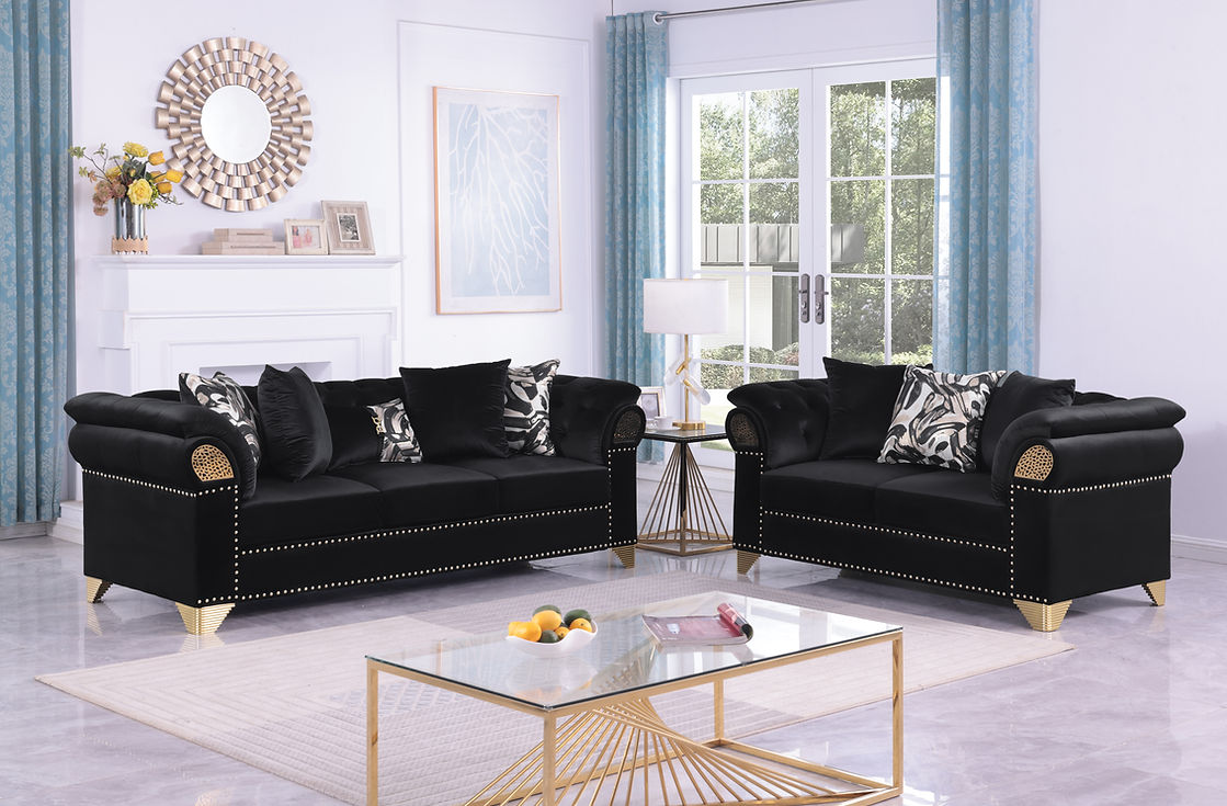 Emma Black Sofa & Loveseat by New Era Innovations at Eve Furniture