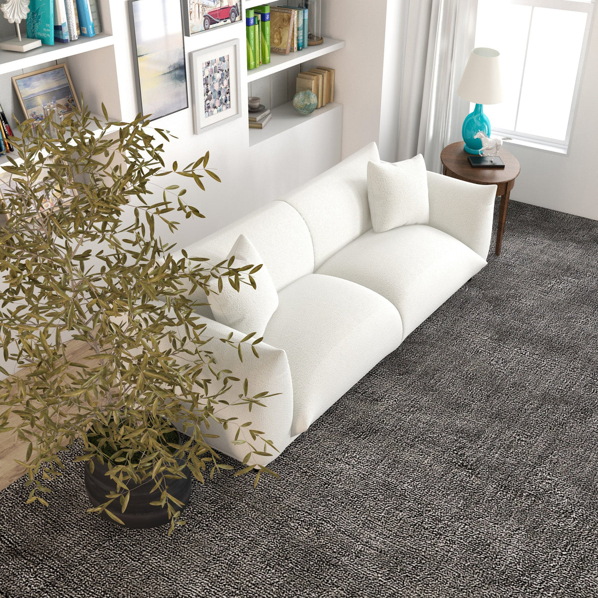 Emma Mid Century Modern Luxury Cream Boucle Sofa by Ashcroft Furniture at Eve Furniture