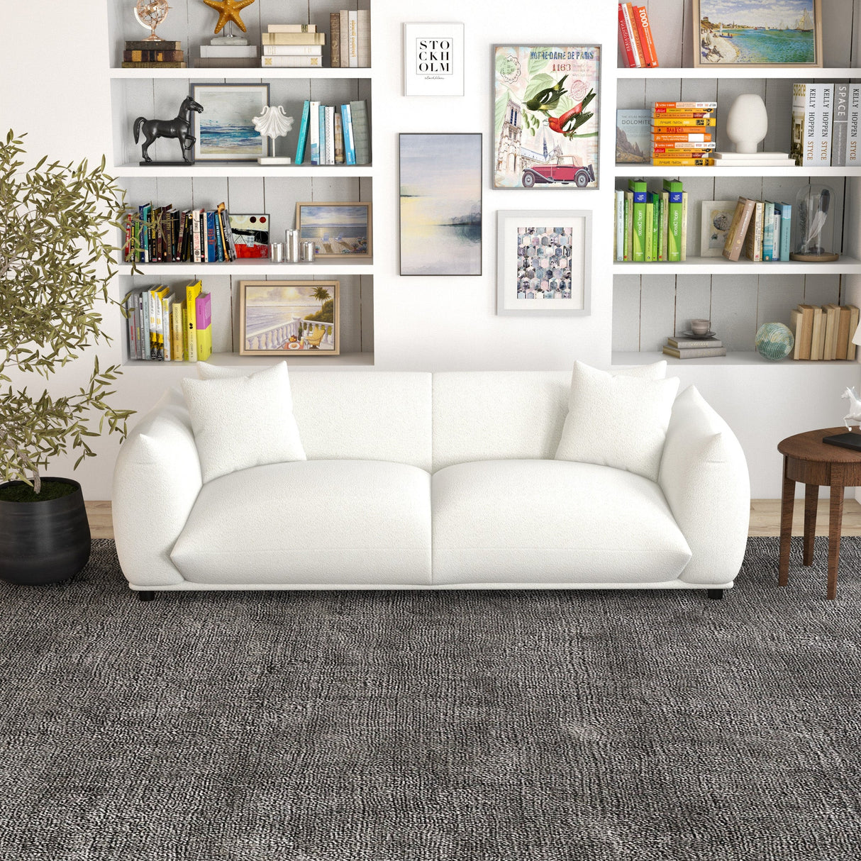 Emma Mid Century Modern Luxury Cream Boucle Sofa by Ashcroft Furniture at Eve Furniture
